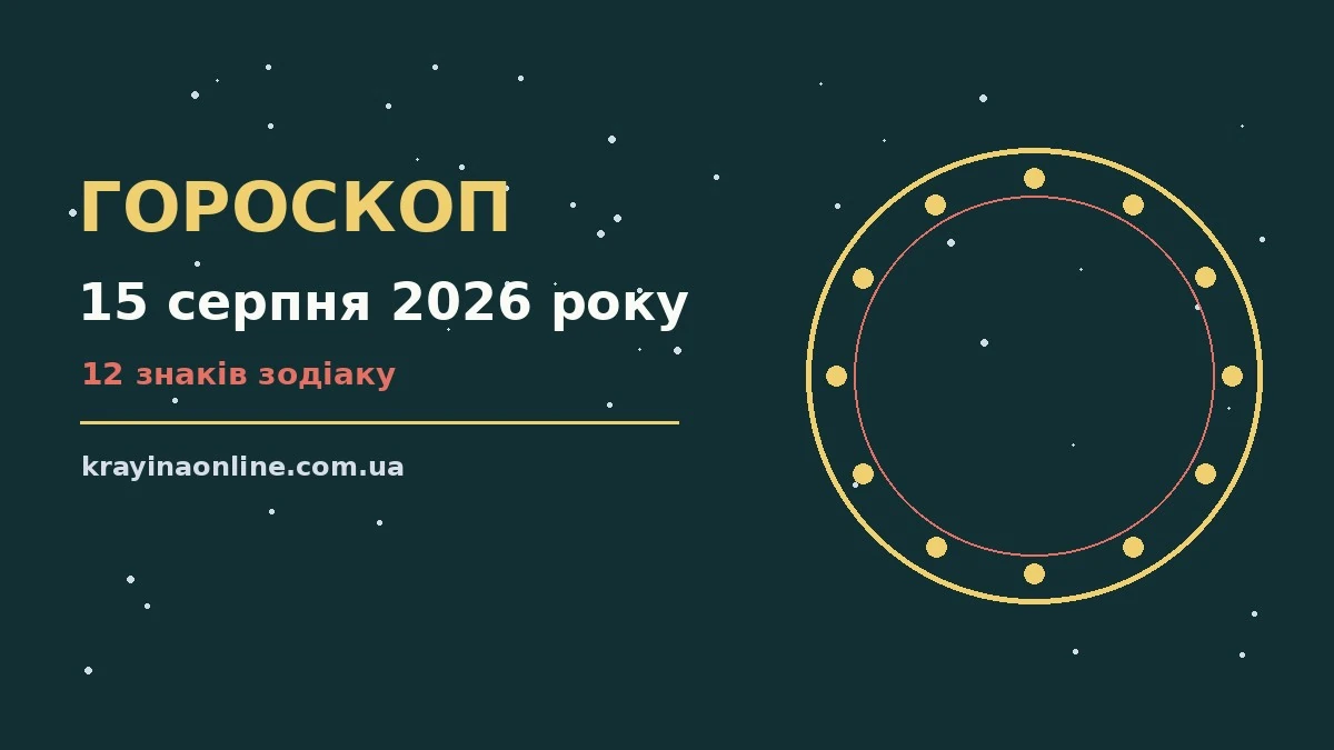 Гороскоп на 15 серпня 2026 року: справи й почуття цього дня для планів і важливих справ