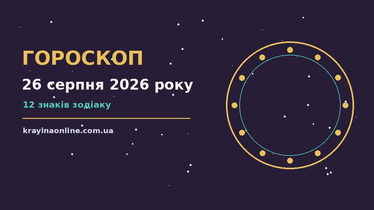 Щоденний гороскоп на 26 серпня 2026 року для дванадцяти знаків зодіаку з практичними порадами
