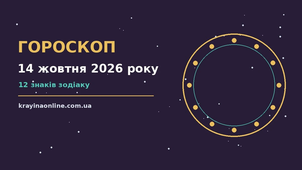 Зоряний гороскоп на 14 жовтня 2026 року: настрій, стосунки й поради для дванадцяти знаків
