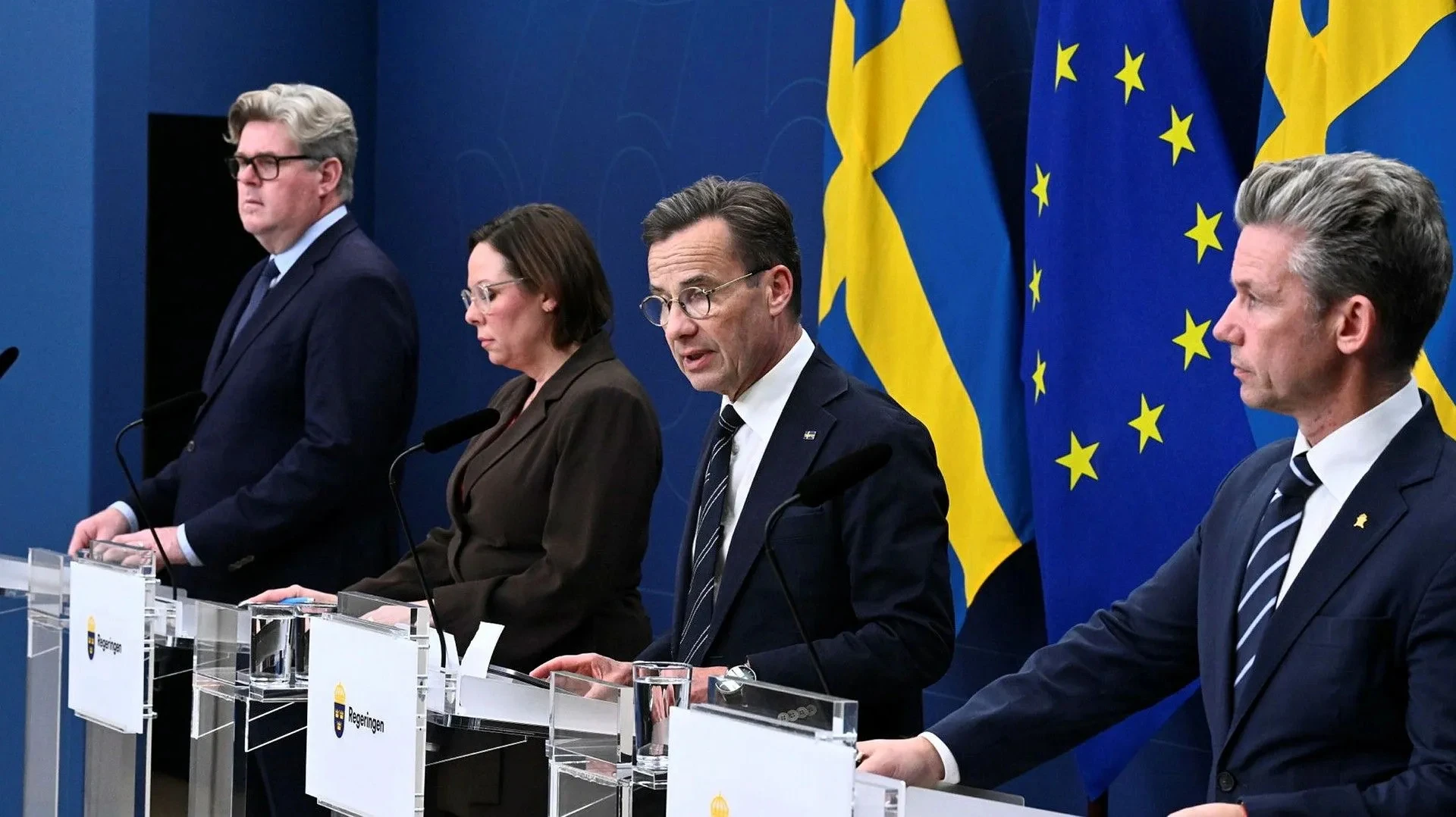Прем'єр-міністр Швеції Ульф Крістерссон, міністр оборони Поль Йонсон, глава МЗС Марія Мальмер Стенергард і міністр юстиції